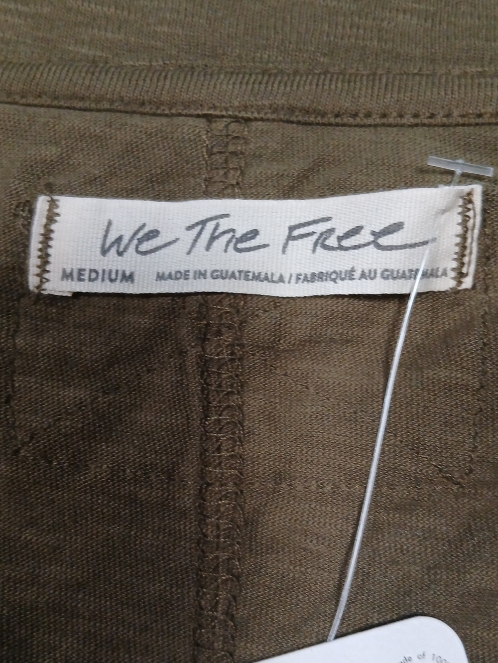 We The Free Free People NWT Notched Neck Top, Olive Green Size Medium - Picture 7 of 8